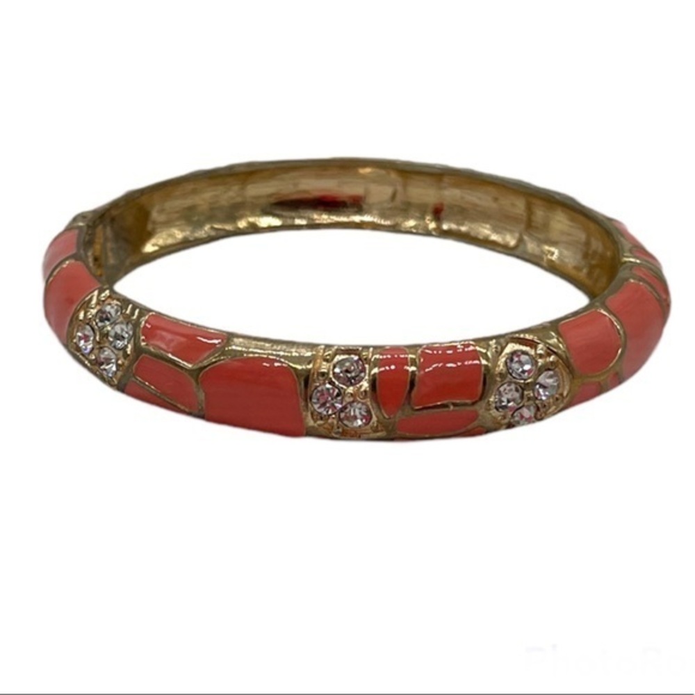 ORANGE & GOLD RHINESTONE BRACELET.